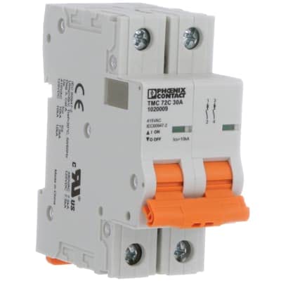 1020009, Circuit Breaker Thermal Magnetic, 2 Pole 30A 277VAC 125VDC DIN Rail, TMC 72C 30A