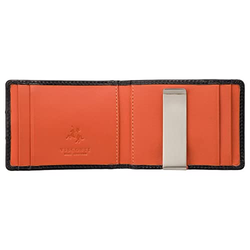 VISCONTI Slim Collection Chisel Leather Wallet RFID Blocked Tap and Go VSL57 (Black/Orange)