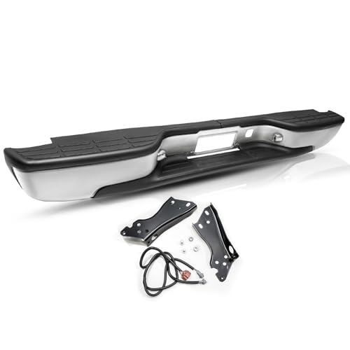 BRYGHT Chrome Rear Bumper Assembly Compatible with 1999-2007 Chevy Silverado | GMC Sierra 1500 2500 with Step Pads Back Bumper GM1103122