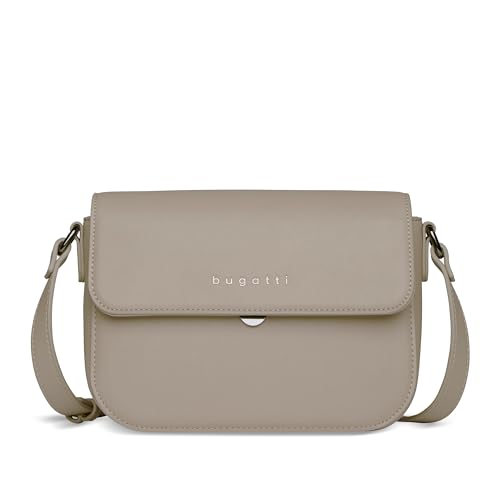 bugatti Almata Damen Schultertasche S, Umhängetasche klein, Clutch aus Kunstleder, sand