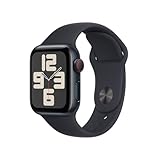 Apple Watch SE GPS + Cellular • Caixa meia-noite de alumínio – 40 mm • Pulseira esportiva meia-noite – P/M