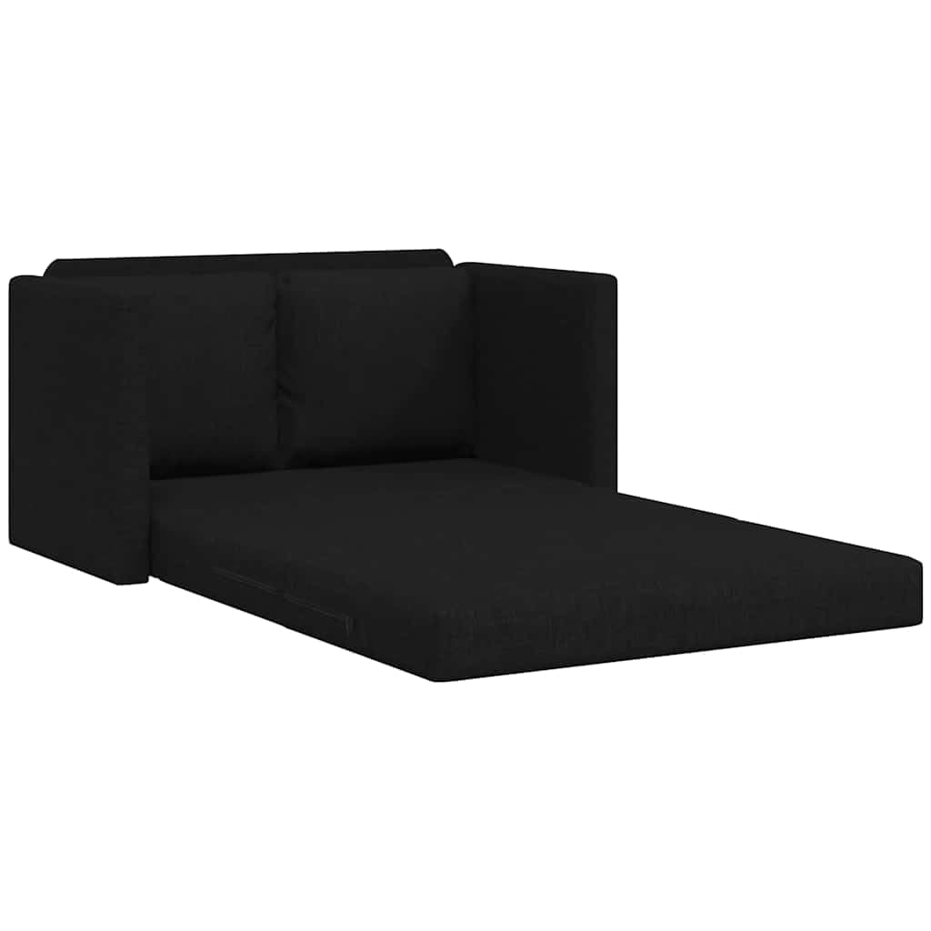 Sofá de suelo con función de dormir negro 112 x 174 x 55 cm de tela, sofá cama 2 en 1 sofá cama sofá con cojín, banco, salón para salón, habitación de invitados, oficina, duradero, cómodo