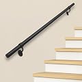 SDNBHT Stair Railing Indoor Metal Hand Rails for Indoor Stairs 1.5" Pipe Stair Handrail Aluminum Wall Mounted Indoor/Outdoor Handrail for Steps Black Industrial Handrail for Stairs 4ft