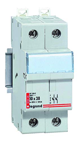 Legrand 005818 M ou gG Coupe-Circuit Sectionneur Unipolaire Neutre pour Cartouche Cylindrique Industrielle, 10mmx38mm, 500V, Gris