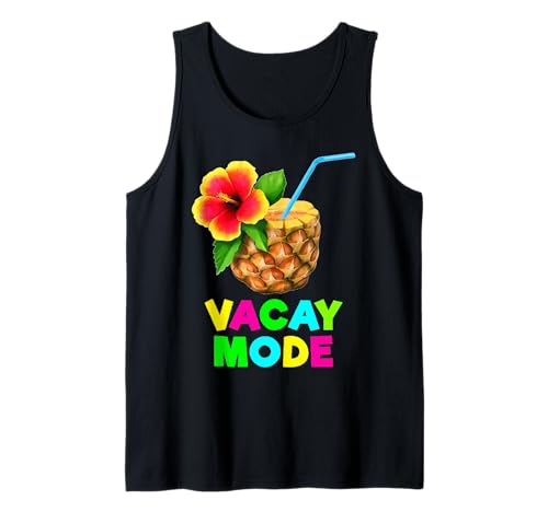 Vacay Mode Piña Tropic Cóctel Familia Vacaciones Playa Camiseta sin Mangas