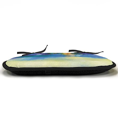 Lunarable Watercolor Flower Chair Cushion Pad, Spring Flowers and Leaves Seasonal Nature Design, Seat Padding for Kitchen & Patio with Anti-slip Backing, 16