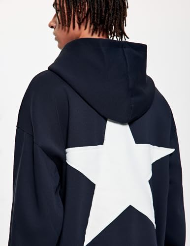 Vamtac Embroidered Star Graphic Hoodie at Front and Back Y2K Oversized Long Sleeve Pullover 2025 Trendy Outfits