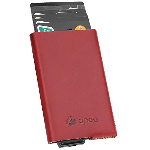 Preisvergleich Produktbild Kreditkartenetui, Echtleder, schlankes Design, Aluminium, Visitenkartenhalter, automatischer Pop-Up-Kartenetui, Geldbörse, Sicherheits-Reise-Geldbörse