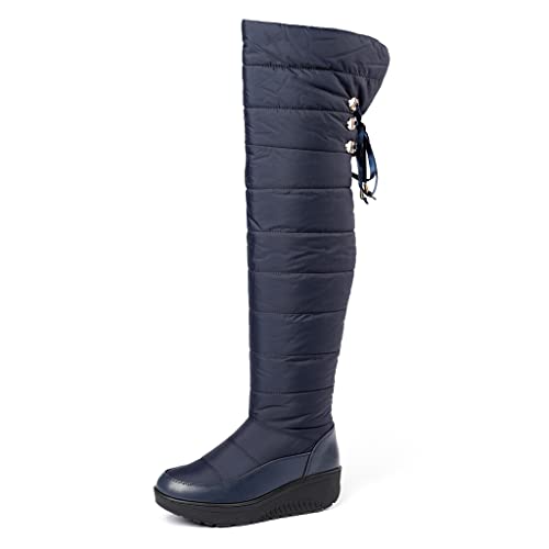 Women's Winter Over The Knee Thigh High Snow Boots Waterproof Rain Warm Fur Lined Wide Calf Snow Boot
