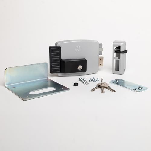CISA - Cerradura eléctrica para aplicar 111761701N7 - Cerradura eléctrica CISA con llave interior y cerrojo - Cerradura para puerta exterior entrada 70 regulable - mano derecha