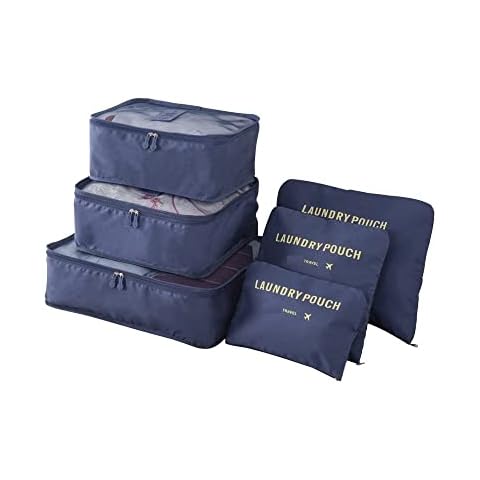 6pcs Packing Cubes for Suitcases, Compression Packing Cubes for Backpack, Travel Cubes, Packing Cubes for Travel Essentials, Suitcase Travel Accessories, Hospital Bag Organiser Pouches Bags (Navy) Cover