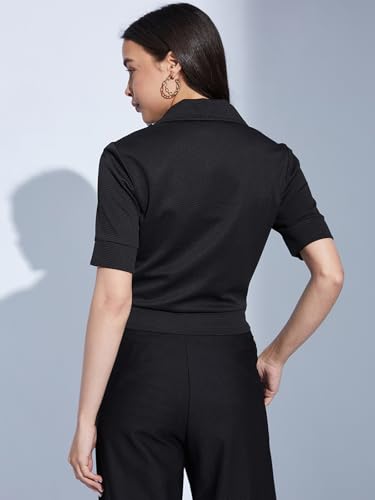 Image of Selvia Women's Textured Lycra Solid T-Shirt