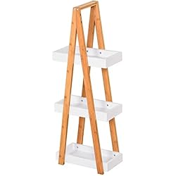 Estanteria Baño Ikea Precios kleankin Estantería de Bambú para Baño con 3 Estantes de Almacenaje Mueble Organizador para Cocina Salón Lavadero 30x18x81 cm Natural y Blanco
