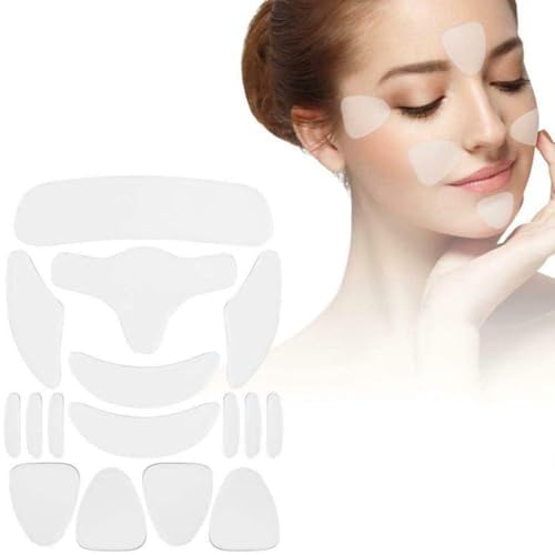 16 Pcs Reusable Silicone Anti Wrinkle Patches for Skin Wrinkle Prevention, Silicone Anti Wrinkle Patches,16Pcs Silicone Face Eye Forehead Anti Wrinkle Patches Reusable Lifting Pad Set (1)