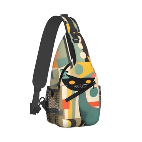 Morrales de senderismo tipo bolso cruzado con estampado de gato miniatura 2