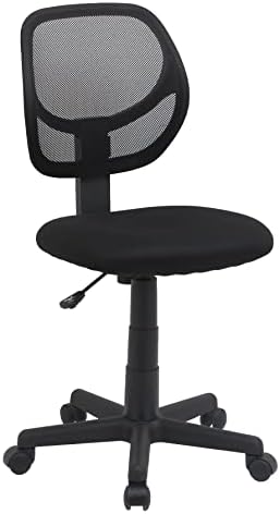 Amazon Basics Low-Back, Upholstered Mesh, Adjustable, Swivel Computer Office Desk Chair, Black