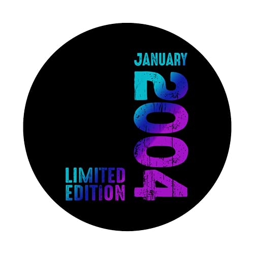Awesome January 2004 Since 2004 Vintage 2004 Retro 2004 PopSockets Swappable PopGrip, Black - Image 3