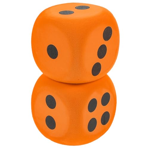 Vaguelly Lot de 2 grands cubes en mousse 7 6 cm cubes à points carrés Jeu de dés classiques Jouets éducatifs Accessoires de fête pour les soirées de jeux en classe Orange