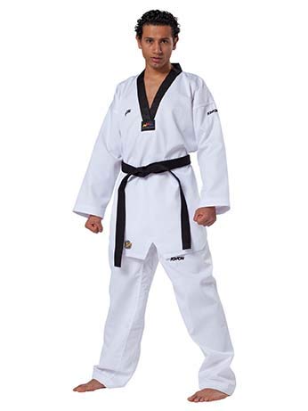 Victory-kimono taekwondo avec col noir, blanc 170 cm