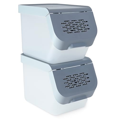 Go Practic Aufbewahrungsbox Set 2x10L Für Küche Aufbewahrung Von Obst Gemüse Küchenutensilien Behälter Kartoffel Zwiebel Knoblauch Kartoffelaufbewahrung Kartoffelbox Mit Entnahmeklappe Küchenzubehör