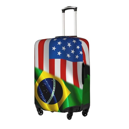 Travel Luggage Cover America Flag And Brazil Flag Fashion Washable Baggage Suitcase Protector Fit For Luggage X-Large2