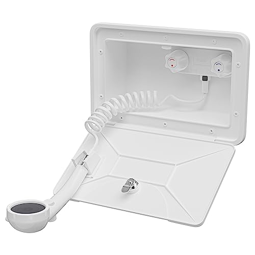 Leisure Coachworks Rv Exterior Shower Box Kit Coiled Hose Camper Trailer Cowboy Shower White #TOP26