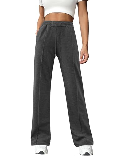 Totatuit Pantalon Jogging Femme en Coton Ample avec Cordon de Serrage Pantalon de survêtement pour Femmes Pantalon de Loisirs Bas de Jogging Femme Gris...