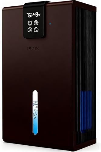 Dehumidifier, Dehumidifiers for Home, 98 OZ Water Tank, (1000 sq.ft) Quiet Dehumidifier for Basement Bathroom Bedroom with Humidity Display, Auto Shut Off, Relaxing 7 Color Ambient Light(Dark Brown)