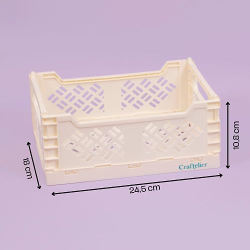 Image of Craftelier - Box for Organisation and Storage of Scrapbooking and Craft Materials | Foldable and Stackable Design | Large Size - Open Box Measures 24,5 x 18 x 10,8 cm - Colour White