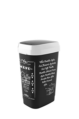 Kiss Poubelle Dual Swing Bin, utilisable comme balançoire ou couvercle à charnière, peu encombrant, contenu avec motif 50 L, env. 42 x 31 x 62 cm, noir