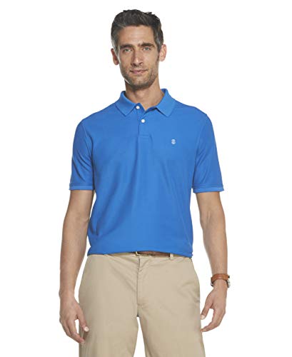 IZOD Men's Size Fit Advantage Performance Short Sleeve Solid Polo, True Princess Blue, Large Tall Slim