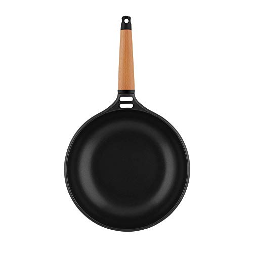 Wok induction 28 cm à diffusion thermique rapide et manche isolant en bois