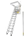 LGXEnzhuo Attic Foldable Steps Pull Down 13 Steps Ceiling Retractable White Pulldown Extension Ladder Access Stairs Ceiling-Mounted Folding Stairs for Attic 10.5FT