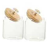 CIYODO 2 Pièces Bocal En Verre Bocaux Pots De Stockage Boîtes De Sucre De Café De Thé Conteneurs Boisson Hermétique Transparent Pendant La Nuit Terrains Blanche Un Verre