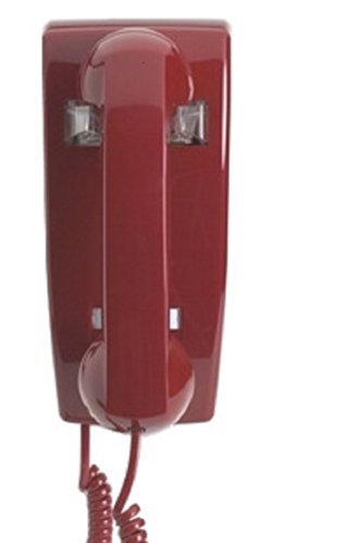 Teléfono rojo con cable y disco automático miniatura 1
