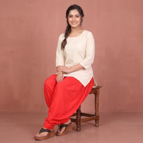 Image of FASHION GALLERY Women's Rayon Relaxed Fit Patiala Salwar with Full Length Drawstring Closure Type and Flexible Waist | Patiala Pant for Woman Free Size Fit Upto XXL