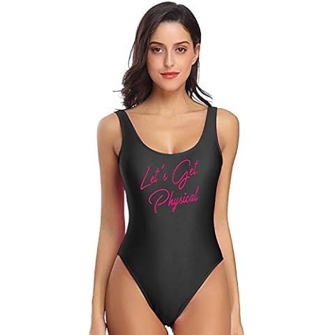 MIAIULIA Women's Retro 80s/90s Inspired High Cut Low Back Padding One Piece Swimwear Bathing Suits, 80s Pink Letter, Medium Cover