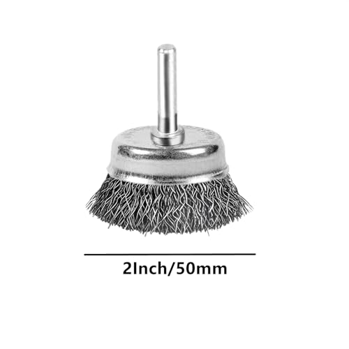 Image of 2 Inch Wire Cup Brush Set for Drill - 1 /4 Inch Round Shank Abrasive Wire Cup Brush - Stainless Steel Crimped Carbon Steel Brush for Rust,Cleaning,Deburring,Removing Paint