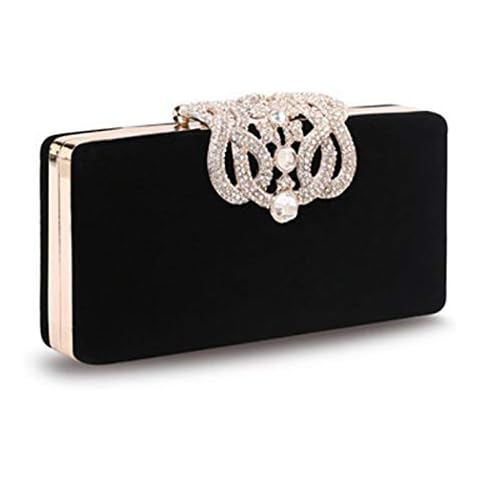 Evening Bag, Womens Fashion Designer Crystal Diamante Clutch Bag Ladies Bridal Wedding Party Purse Handbag, Sparkly Clutch Bag Beaded for Women Bridal Party Prom Wedding (Black) Cover
