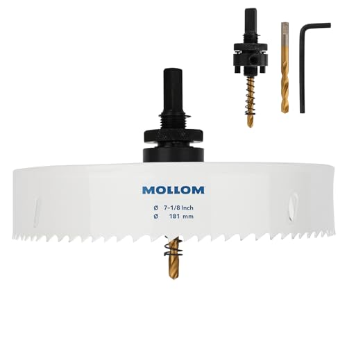 Mollom 181mm (7-1/8") HSS M42 8% Cobalt BI-Metal Hole Saw with Arbor