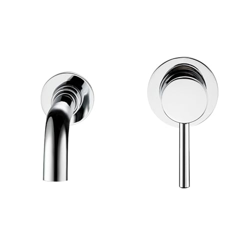 Robinet de salle de bain mural en chrome brillant mitigeur lavabo