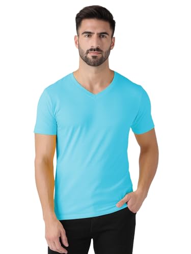 Image of Friskers Men's V-Neck Short Sleeves Cotton T-Shirt - Casual T-Shirt, Regular Fit