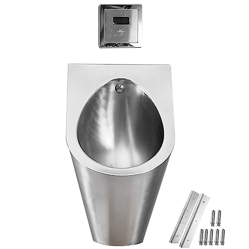 iumLeap Induction Wall Mounted Men's Urinals, Commercial Efficiency Flushing Urinal, Bathroom Toilet Urinal for Families Hotels Schools Public (Silver-B)
