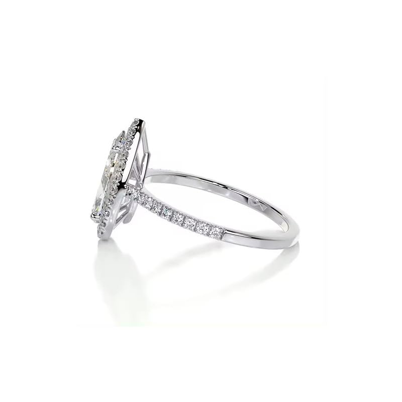 3 Carat Halo Pear Cut Moissanite Engagement Ring for Women Sterling Silver Pear Shaped Wedding Anniversary Ring for Her3