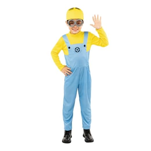 Funidelia | Disfraz de Minions Dave para niño y niña Dibujos Animados, Minions, Películas & Series - Disfraz para niños y divertidos accesorios para Fiestas, Carnaval y Halloween - Talla 3-4 años