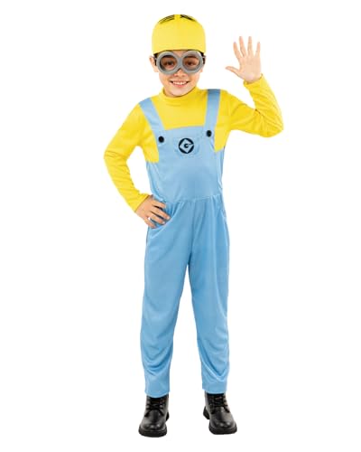 Funidelia Disfarce oficial de Minions Dave para crianças, inclui chapéu, óculos e macacão - fato infantil para festas, carnaval e Halloween - tamanho 7-9 anos