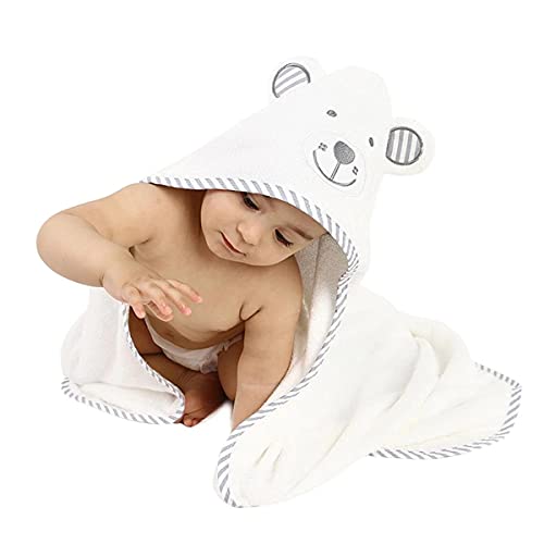MAFANG® Serviette De Bain Bébé en Fibre De Bambou À Capuchon 90X90cm 500GSM Douche Peignoir De Bain Enfant Mignon Garçon Fille pour Nouveau-Né Nourrisson Naissance Cape De Bain,Gris Cover