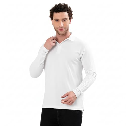 Image of Men's Full Sleeve Collared Soild Color Casual Regular Fit T-Shirt