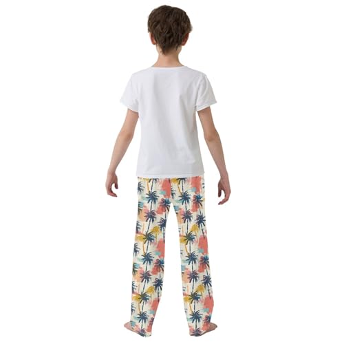 ALAZA Coconut Tree Pajamas Bottoms with Pockets Comfy Pjs Sleepwear Elastic Waistband Pajamas Pants Lounge Pants for 6-14 Years3