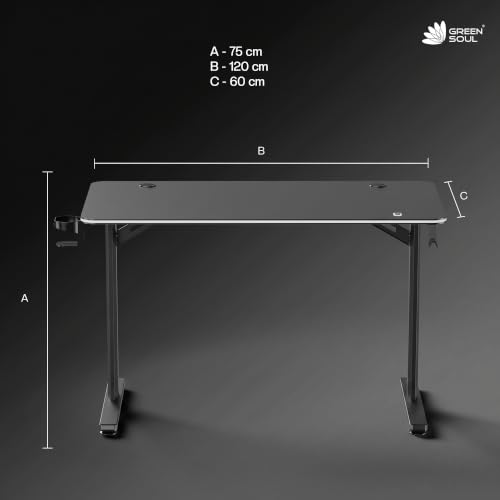 Image of Green Soul Blaze X Smart Gaming Table | 18mm Thick Top | Full Frame RGB | Headphone Hook & Cup Holder | Computer Table, Workstation, Home Office Desk| 1 Year Warranty | (Black,1200 x 600 Top)